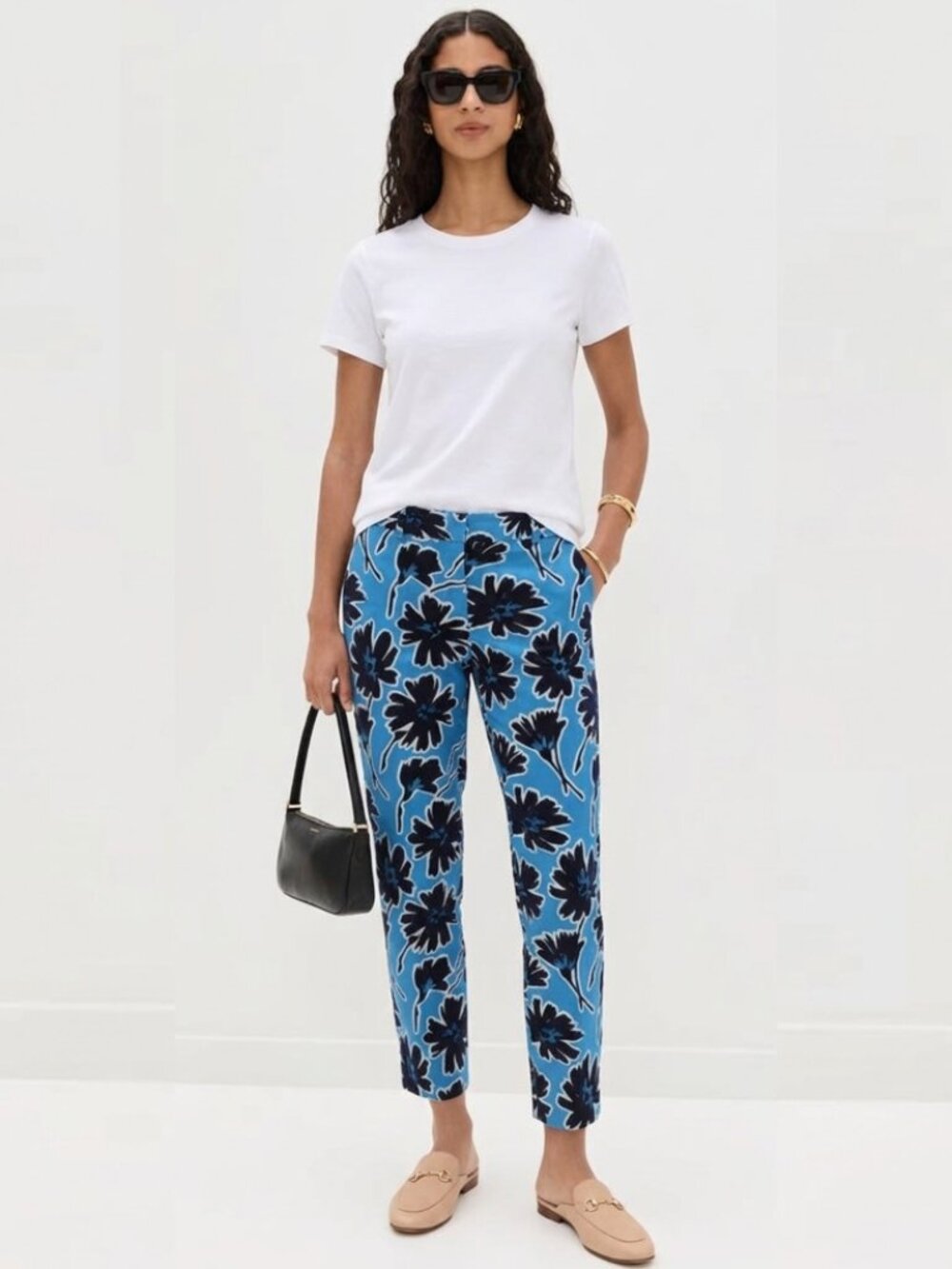 J. Crew Floral Skimmer Ankle Pants  4  Blue & Navy  Ankle Mid Rise Chino